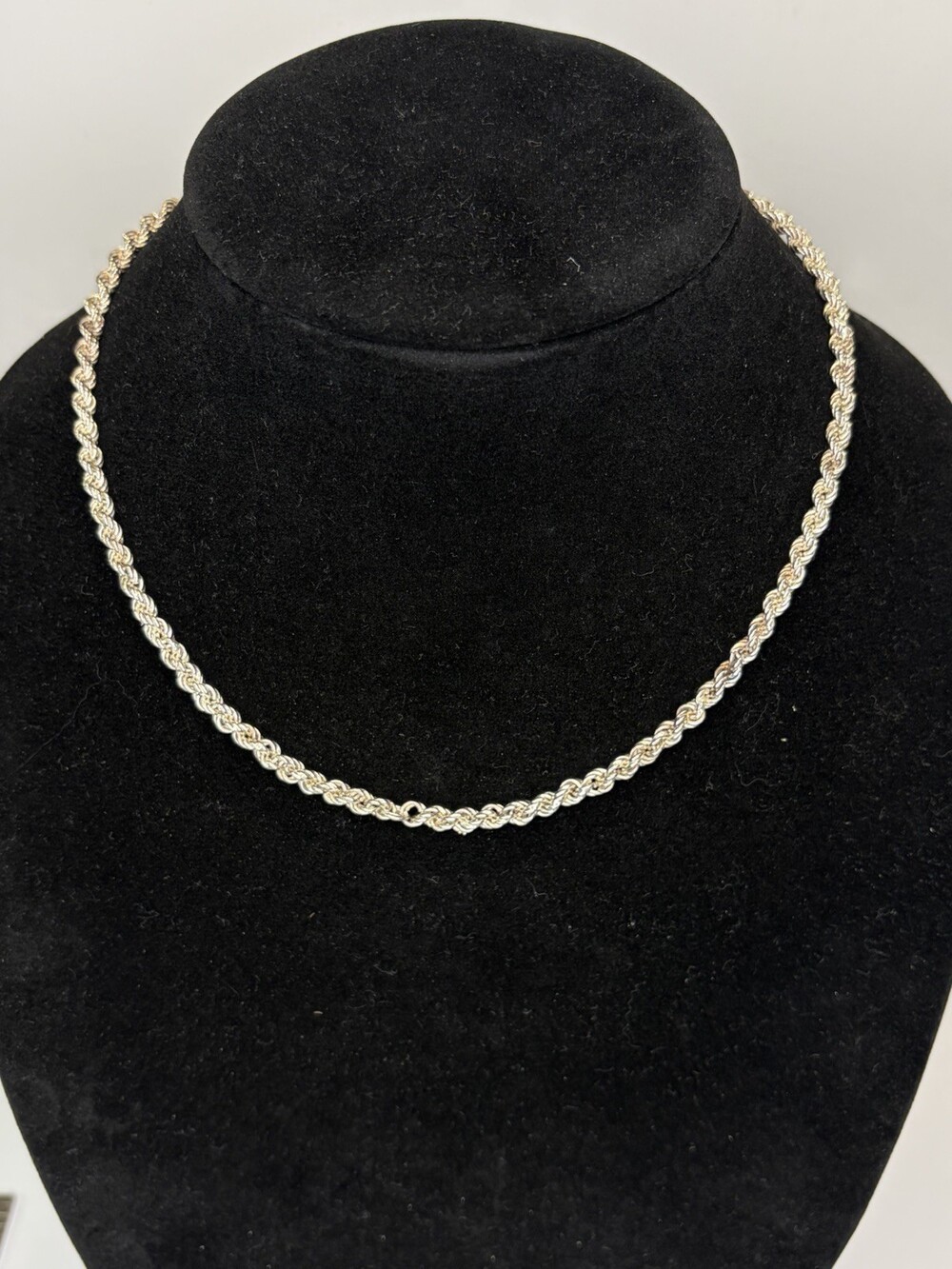 Vintage Solid 925 Sterling Silver Rope Chain Necklace Italy 18 Inch 25.3g